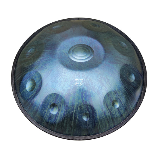 Handpan 10 note bleu craquele - Re mineur, frequence 432hz, frequence 440hz, hang drum, instrument musique